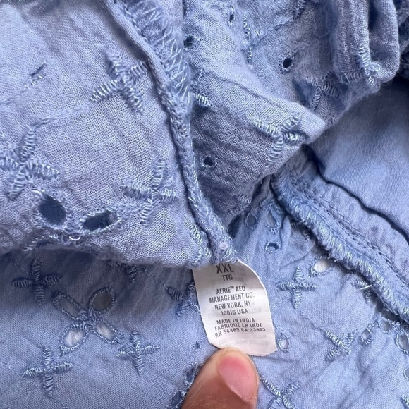 Aerie Periwinkle Eyelet Adjustable Spaghetti Strap Tank Crop Top XXL - Picture 5 of 7